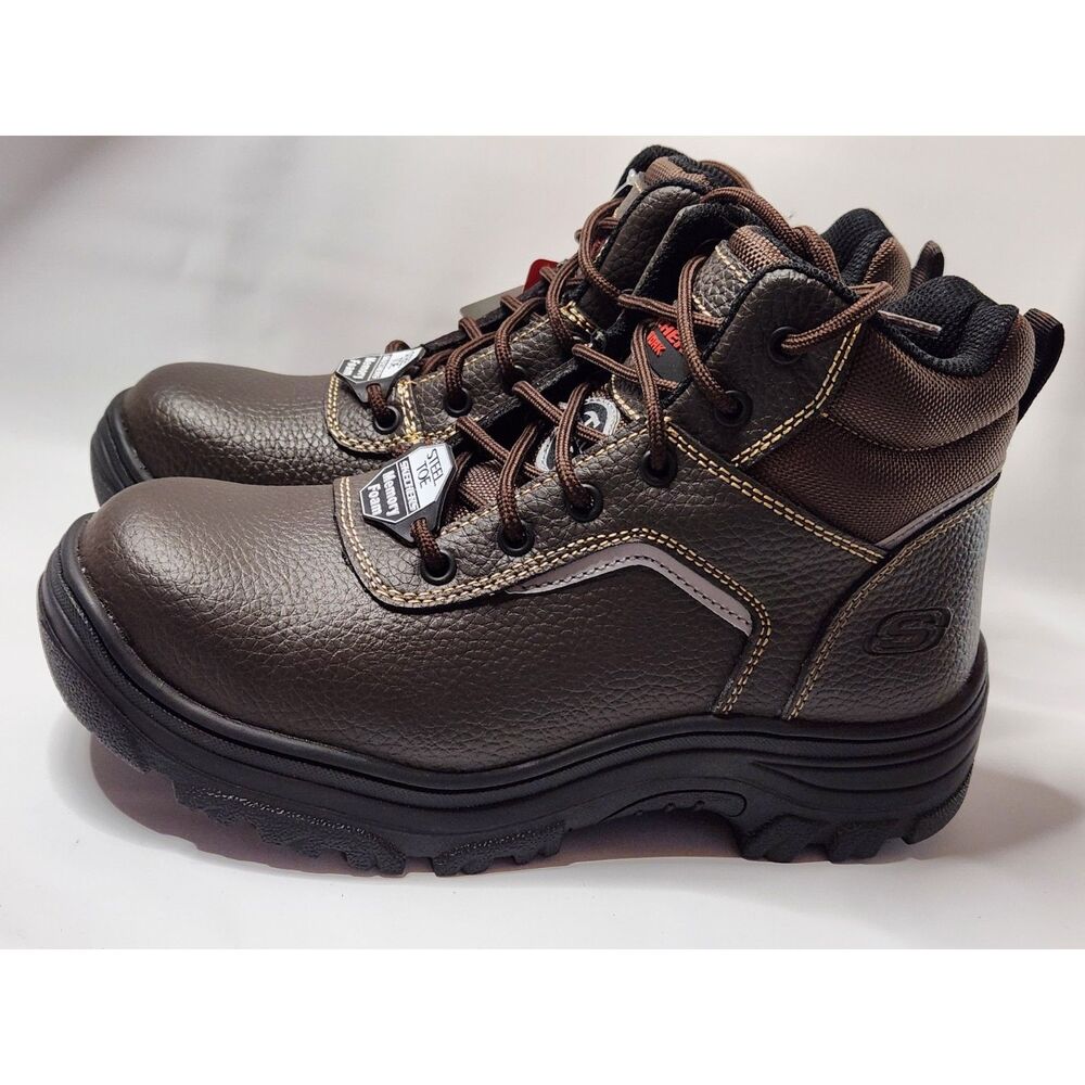 Skechers Steel Toe Work Boots – Men’s 8 – Brown – Memory Foam – Slip Resistant
